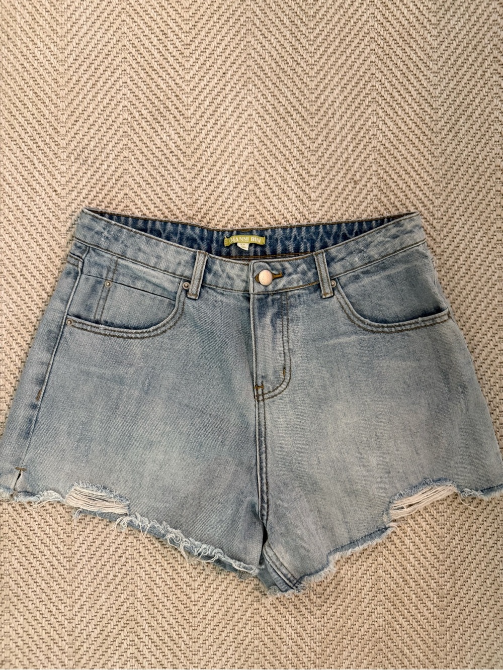 Gianni Bini Light Blue Distressed High-Rise Denim Shorts